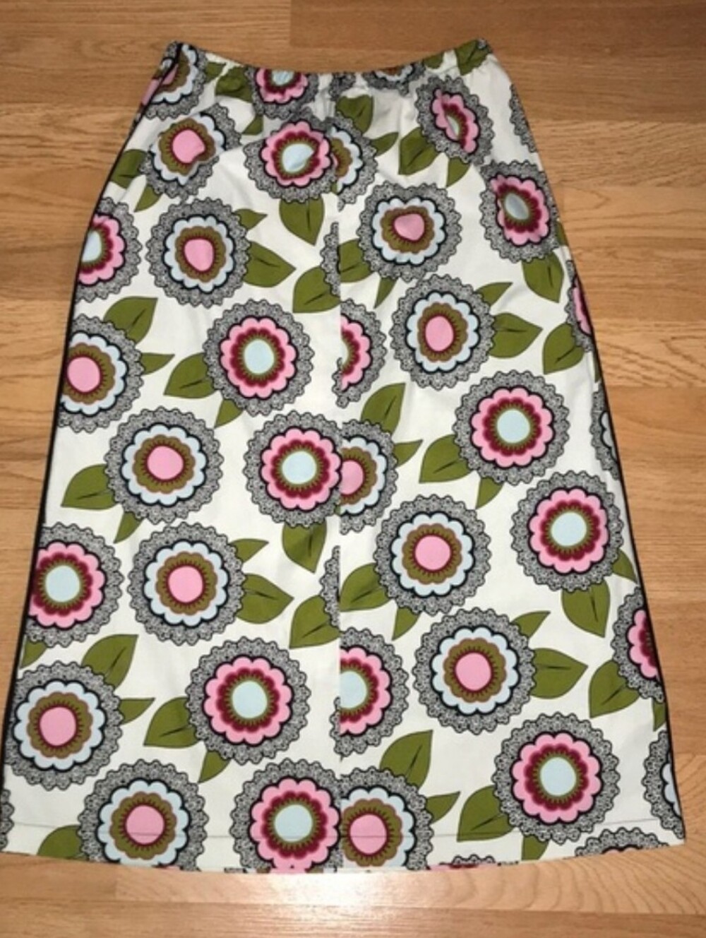 Women's Midi Skirt in White, Pink and Olive Floral